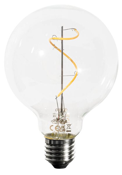 Sada 5 ks Stmívatelná LED spirálová žárovka E27 s vláknem G95 4W 270lm 2700K