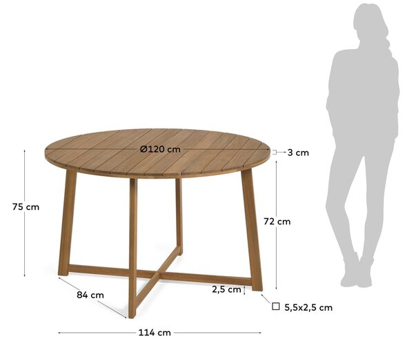 Dřevěný kulatý zahradní stůl Kave Home Dafne 120 cm