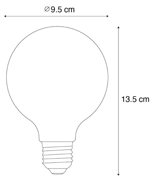 Sada 5 ks Stmívatelná LED spirálová žárovka E27 s vláknem G95 4W 270lm 2700K