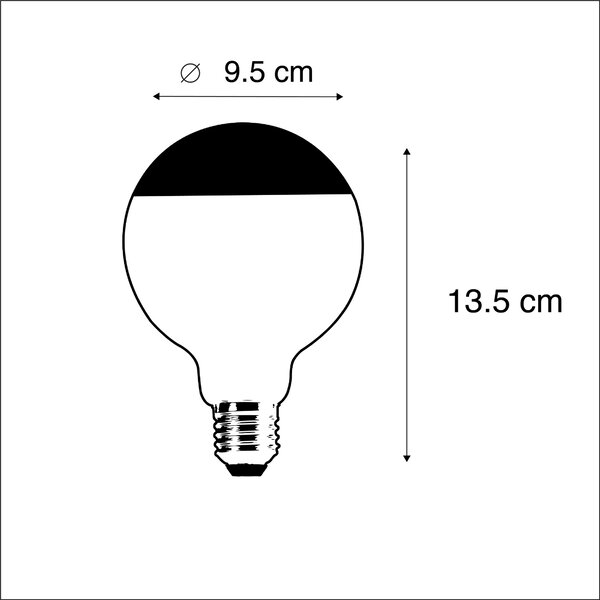 Sada 5 stmívatelných LED vláknových žárovek E27 G95 černých 550 lm 2700 K