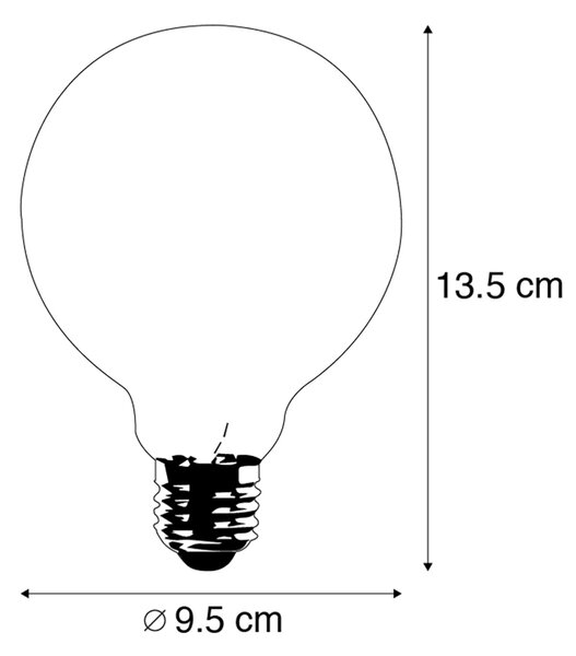 Sada 3 LED žárovek E27 se zkrouceným filamentem G95 čiré 5W 400lm 2200K