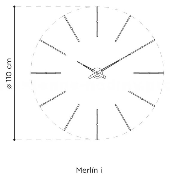 Designové nástěnné hodiny Nomon Merlin Inox 110cm