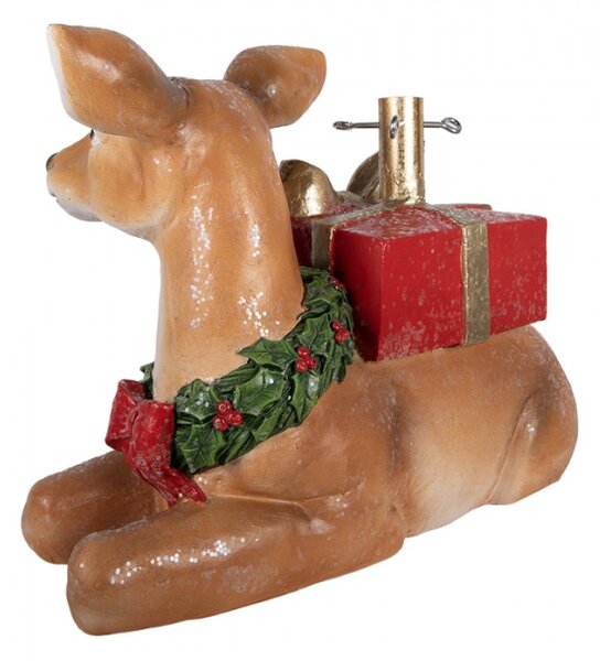 Hnědý plastový stojan pod vánoční stromeček jelen – 57x25x39 cm