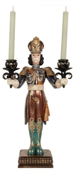 Hnědý plastový svícen Louskáček – 30x15x55 cm