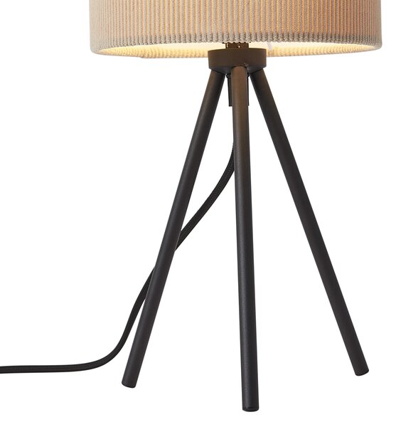Moderní stolní lampa se stativem v barvě taupe se sametovým stínidlem - Luz