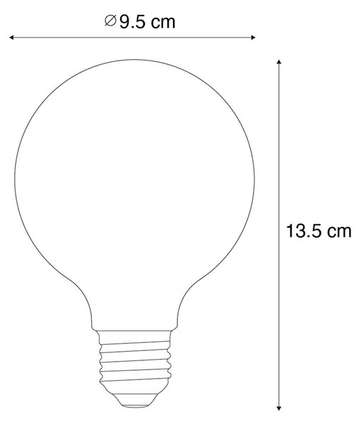Sada 5 ks Stmívatelná LED spirálová žárovka E27 G95 4W 270lm 2200K