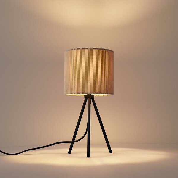 Moderní stolní lampa se stativem v barvě taupe se sametovým stínidlem - Luz