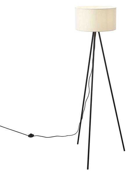 Moderní stojací lampa na trojnožce bílá se sametovým stínidlem - Luz