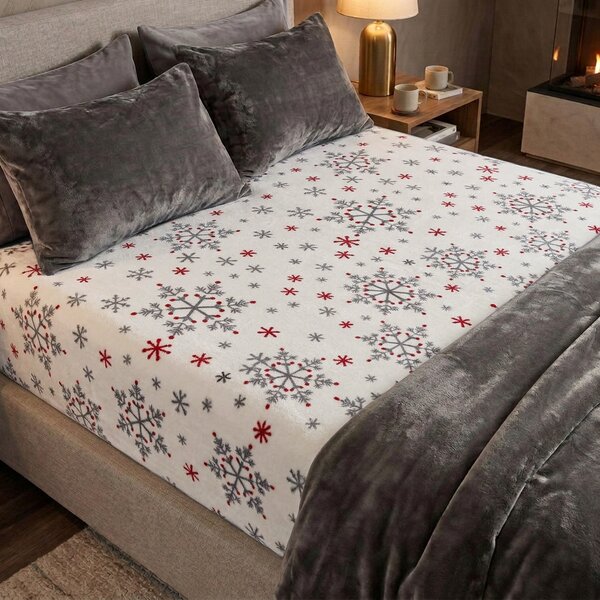4Home Vánoční prostěradlo mikroflanel Snowflakes, 180 x 200 cm