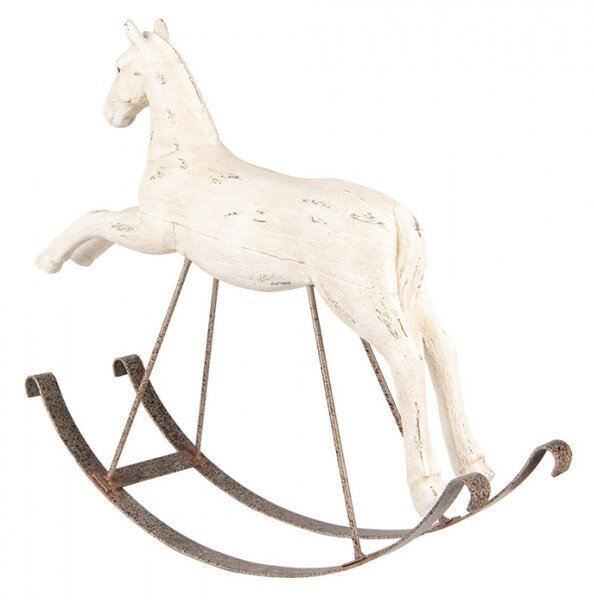 Bílá plastová dekorativní figurka houpací kůň – 61x15x51 cm