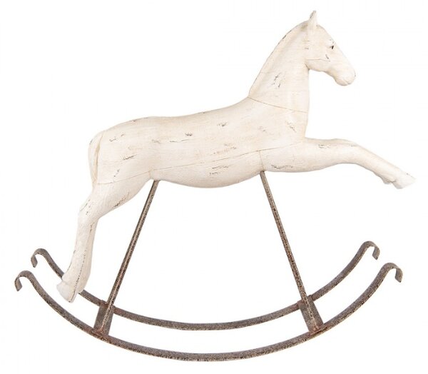 Bílá plastová dekorativní figurka houpací kůň – 61x15x51 cm