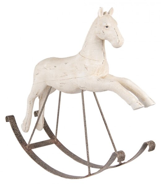 Bílá plastová dekorativní figurka houpací kůň – 61x15x51 cm