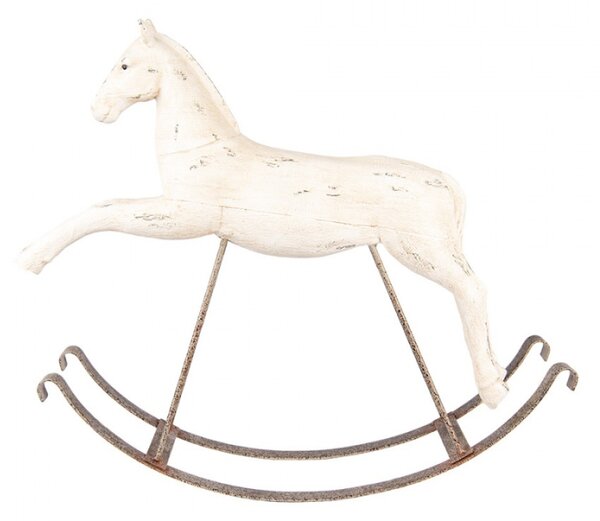 Bílá plastová dekorativní figurka houpací kůň – 61x15x51 cm