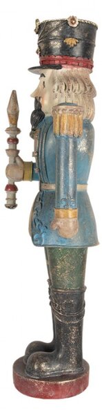 Modrá plastová dekorativní figurka Louskáček – 21x15x60 cm