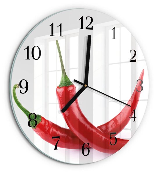 Skleněné nástěnné hodiny Chilli papričky zsoc-fi30-00184038