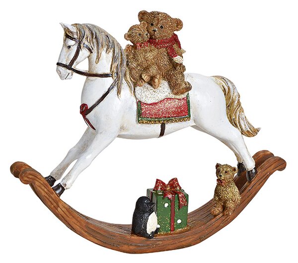 Dům Vánoc Vánoční dekorace Houpací kůň s medvídky 17 cm