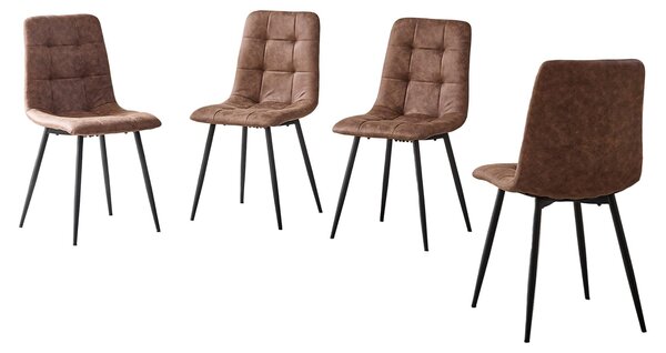 Jídelní židle – Sada 4 kusů – Design v retro stylu – Látka odolná proti skvrnám