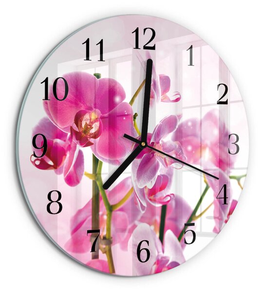 Skleněné nástěnné hodiny Orchidej zsoc-fi30-00058571