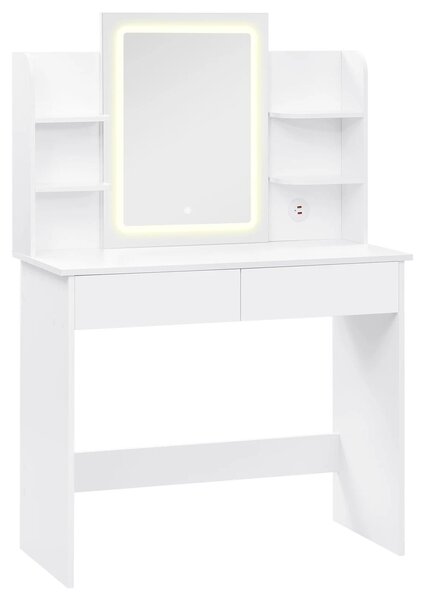 Kosmetický stolek - Toaletní stolek - Kosmetický stolek se zrcadlem a lampami - Nastavitelná intenzita osvětlení - 2 USB porty