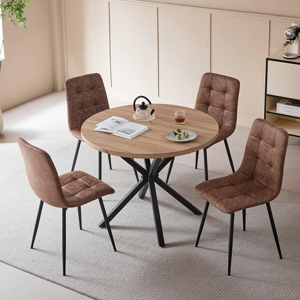Jídelní židle – Sada 4 kusů – Design v retro stylu – Látka odolná proti skvrnám