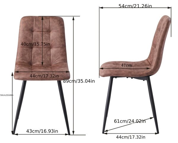 Jídelní židle – Sada 4 kusů – Design v retro stylu – Látka odolná proti skvrnám