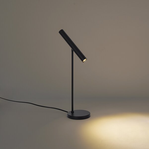 Moderní stolní lampa černá vč. LED s dotykovým stmívačem - Neva