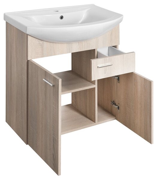 Aqualine Aqualine, ZOJA umyvadlová skříňka 71,5x74x34cm, dub platin, 51175