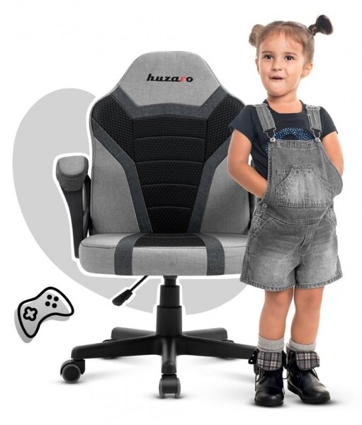 Šedé ergonomicky tvarované herní křeslo pro děti