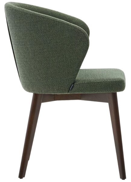 Zelená čalouněná jídelní židle Kave Home Darice s tmavou podnoží