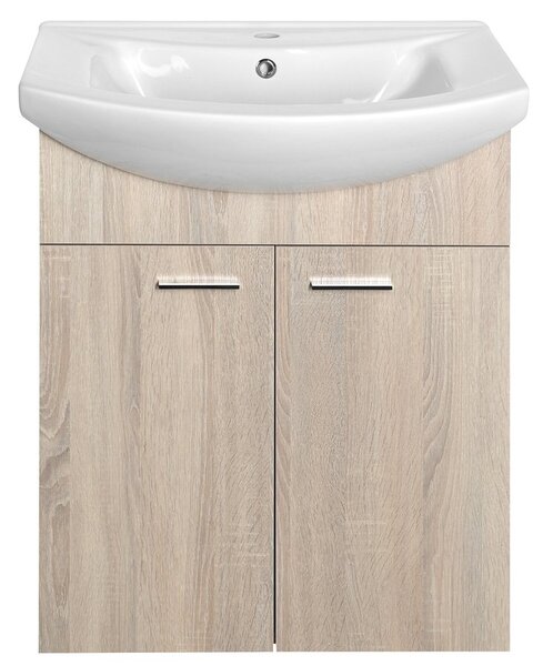 Aqualine Sapho, ZOJA umyvadlová skříňka 61,5x74x32,5cm, dub platin, 2x dvířka, 51163