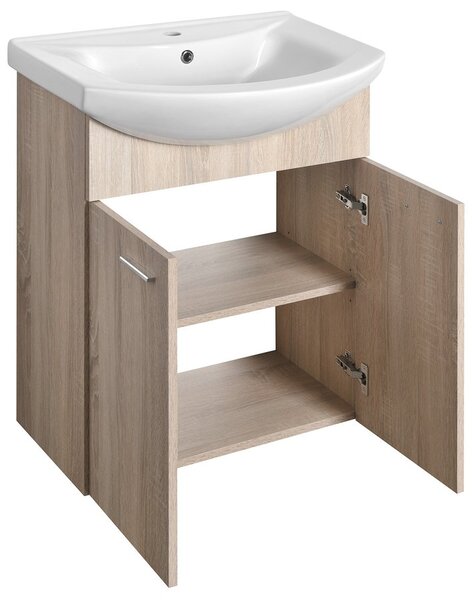 Aqualine Sapho, ZOJA umyvadlová skříňka 61,5x74x32,5cm, dub platin, 2x dvířka, 51163