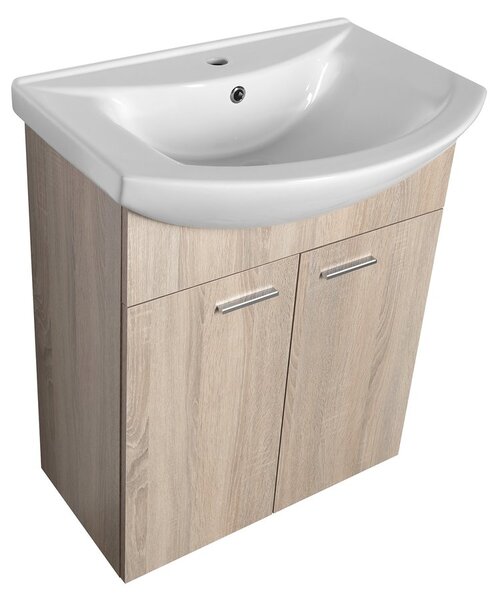 Aqualine Sapho, ZOJA umyvadlová skříňka 61,5x74x32,5cm, dub platin, 2x dvířka, 51163