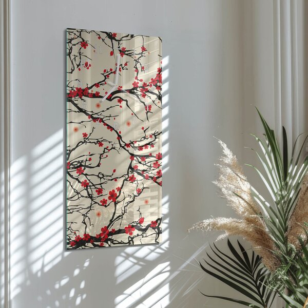 Skleněné hodiny vertikální Květinový vzor zsppb-30x60-00260374