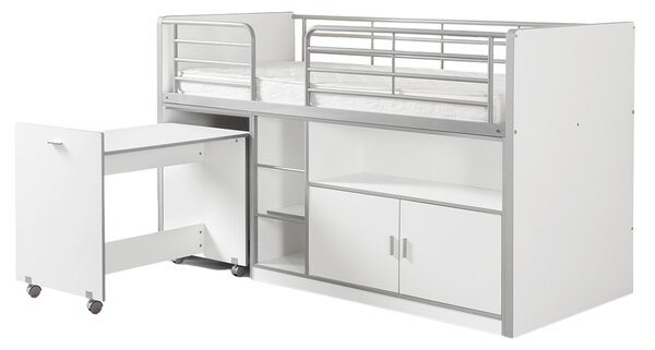 Bílá patrová postel se stolkem a komodou Vipack Bonny 90 x 200 cm