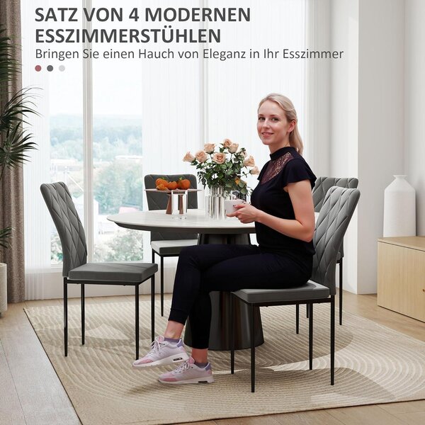 Jídelní židle - Kuchyňské židle - Sada židlí - Stoly a židle - Čalounění z veluru - Ergonomická opěrka zad