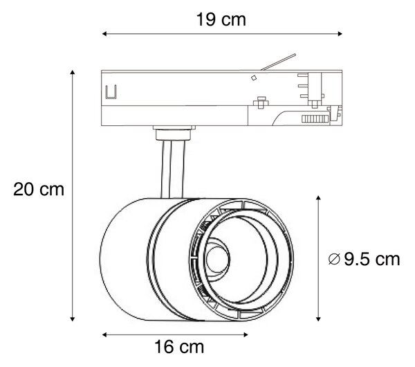 Moderní bodové svítidlo bílé pro 3fázovou kolejnici vč. LED - 3-Phase Ruler