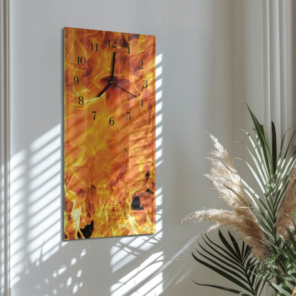 Skleněné hodiny vertikální Oheň zsppc-30x60-00176646