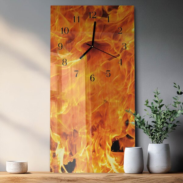 Skleněné hodiny vertikální Oheň zsppc-30x60-00176646