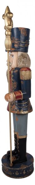 Modrá keramická dekorativní figurka Louskáček – 39x30x136 cm