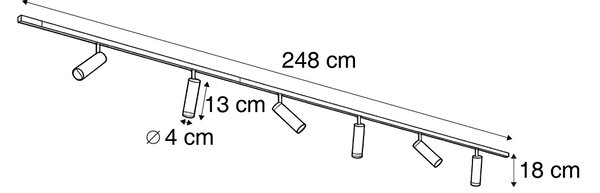 Moderní kolejnicový systém s 6 bodovými světly černý 1-fázový - Slimline Uzzy