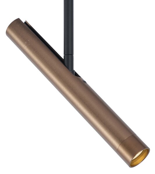 Moderní kolejnicový systém černý s 6 tmavě bronzovými bodovými světly 1-fázový - Slimline Avery