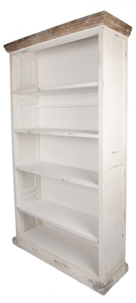 Bílá dřevěná knihovna s nastavitelnými policemi – 116x36x195 cm