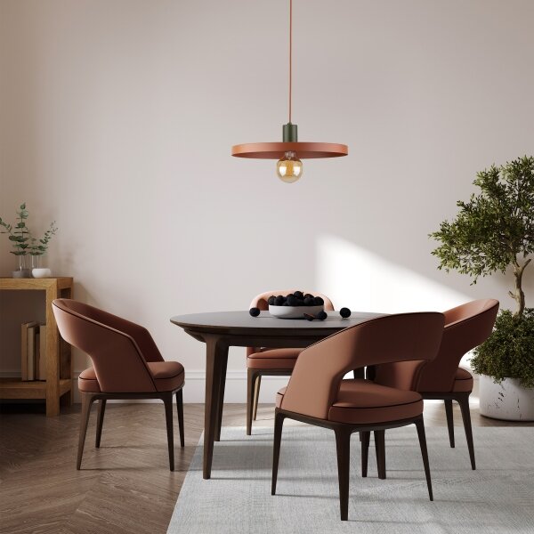 Lustr na lanku SILA 1xE27/15W/230V pr. 40 cm cihlová/zelená