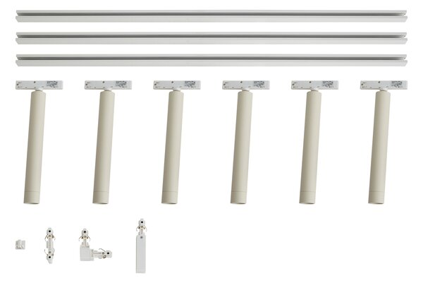 Moderní kolejnicový systém bílý s 6 béžovými bodovými světly 1-fázový - Slimline Avery