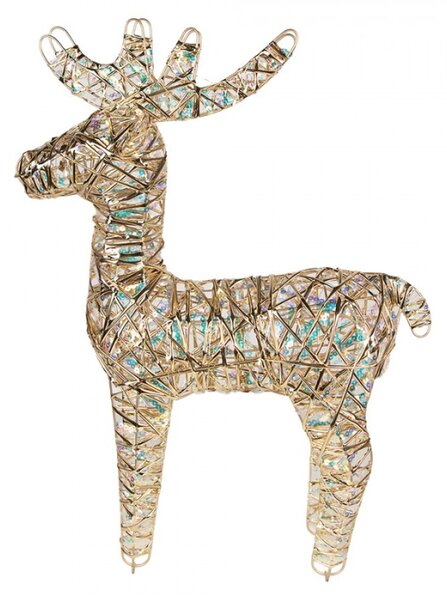 Kovová vánoční dekorace jelen s LED světlem zlatá – 43x14x61 cm
