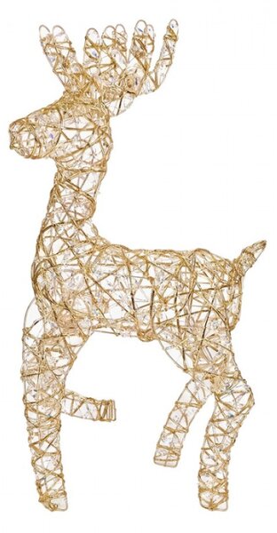 Kovová vánoční dekorace jelen s LED světlem zlatá – 38x15x76 cm