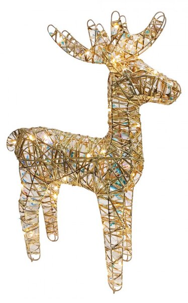 Kovová vánoční dekorace jelen s LED světlem zlatá – 43x14x61 cm