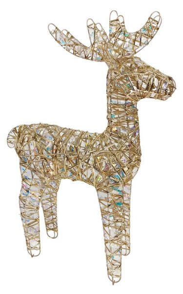 Kovová vánoční dekorace jelen s LED světlem zlatá – 43x14x61 cm