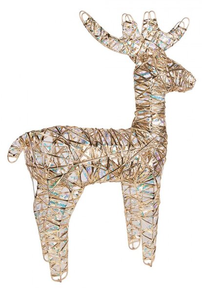 Kovová vánoční dekorace jelen s LED světlem zlatá – 43x14x61 cm