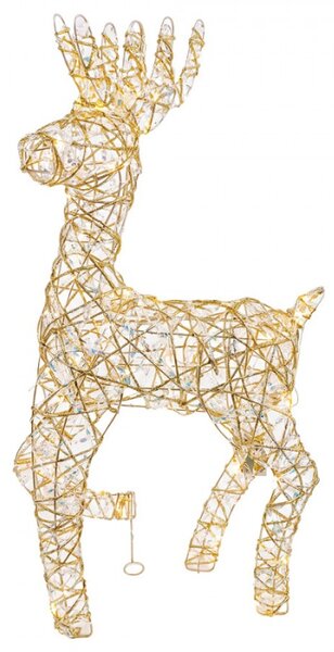 Kovová vánoční dekorace jelen s LED světlem zlatá – 38x15x76 cm